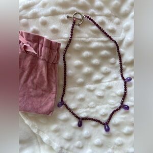 NWOT Purple Beaded Choker Necklace